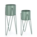 Casa si Gradina - Gradinarit si plante - Plante si ghivece - Ghivece si suporturi - Set 2 suporturi flori otel verde Madelyn 23.5x53-57 cm, 21.5x42-46 cm, - Infinity.ro