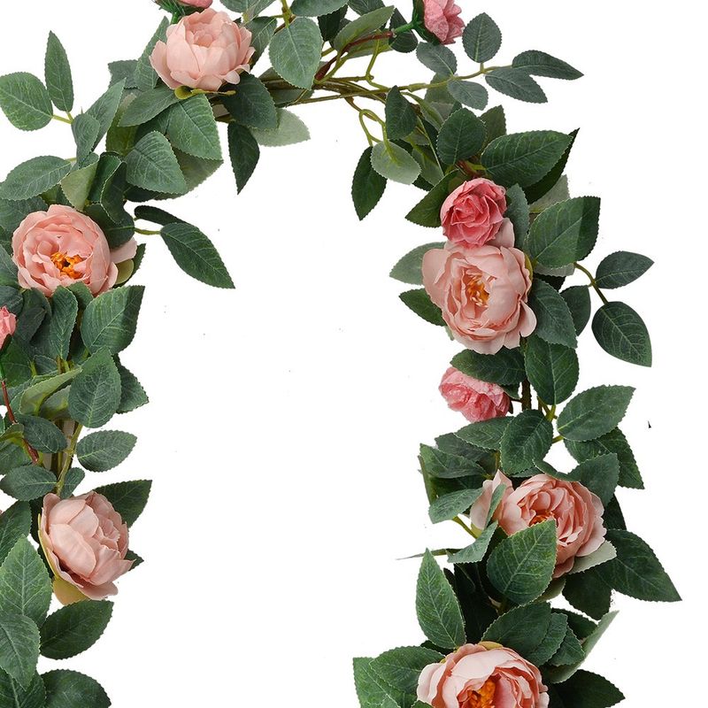 Casa si Gradina - Decoratiuni - Obiecte decorative - Plante artificiale - Ghirlanda Trandafiri artificiali roz verzi 10x10x150 cm - Infinity.ro