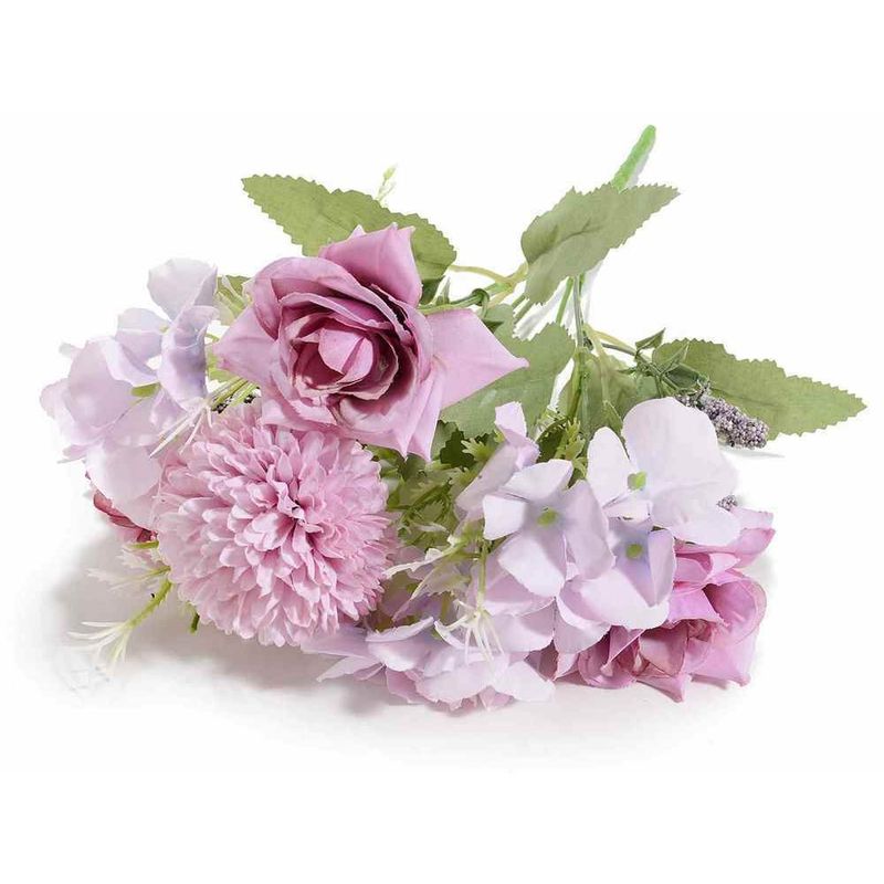 Casa si Gradina - Decoratiuni - Obiecte decorative - Plante artificiale - Buchet Hortensii si Trandafiri artificiali roz verzi 30 cm - Infinity.ro