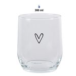 Casa si Gradina - Bucatarie si vesela - Cani si pahare - Pahare - Set 6 pahare sticla transparenta Heart 8x9 cm, 300 ml - Infinity.ro