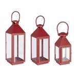 Casa si Gradina - Corpuri si surse de iluminat - Iluminat exterior - Felinare - Set 3 felinare metal rosu Lucinda 11x10x25 cm, 15.5x15x40 cm, 19.5x19x55 cm - Infinity.ro