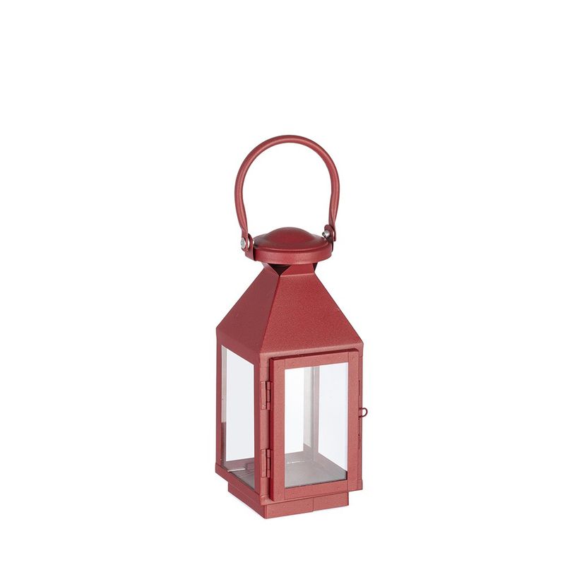 Casa si Gradina - Corpuri si surse de iluminat - Iluminat exterior - Felinare - Set 3 felinare metal rosu Lucinda 11x10x25 cm, 15.5x15x40 cm, 19.5x19x55 cm - Infinity.ro