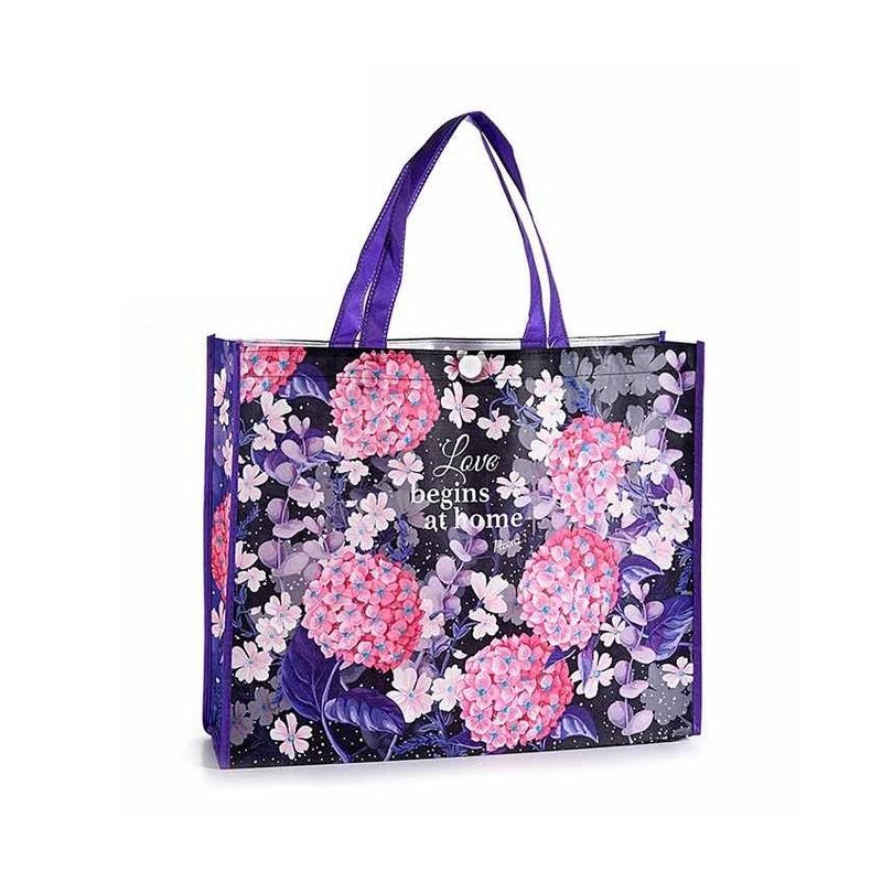 Fashion, accesorii si bijuterii - Femei - Accesorii femei - Genti si rucsacuri femei - Set 3 sacose cumparaturi poliester multicolor decor Floral 45x12x55H - Infinity.ro