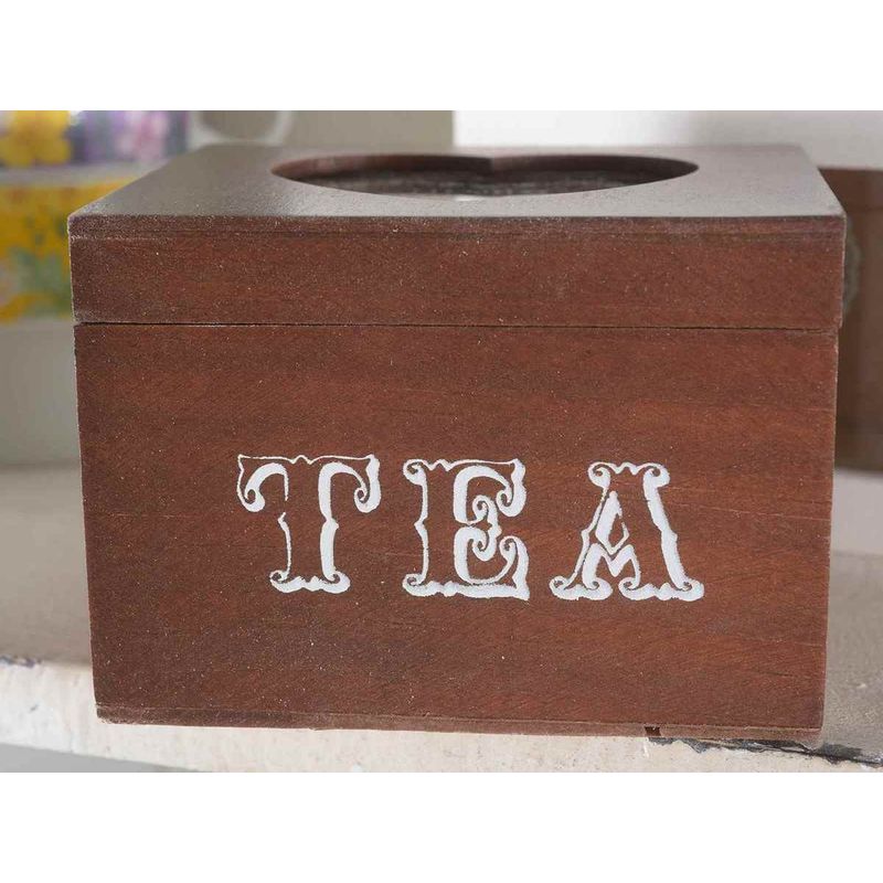Casa si Gradina - Mobilier - Organizare si depozitare - Cutii depozitare - Set 2 cutii ceai lemn maro alb 10x8.5x7 cm - Infinity.ro