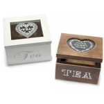 Casa si Gradina - Mobilier - Organizare si depozitare - Cutii depozitare - Set 2 cutii ceai lemn maro alb 10x8.5x7 cm - Infinity.ro