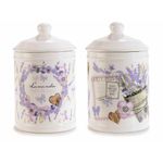 Casa si Gradina - Decoratiuni - Obiecte decorative - Vaze si boluri decorative - Set 2 borcane decorative ceramica Lavanda 11.5x19 cm - Infinity.ro