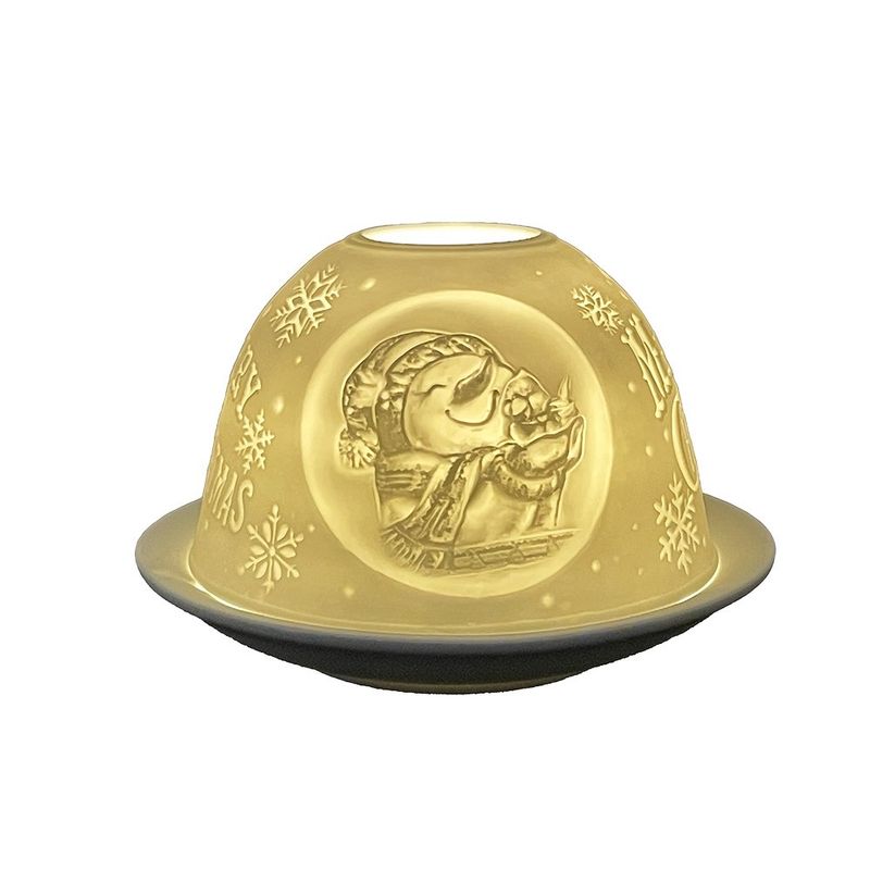 Casa si Gradina - Decoratiuni - Aromaterapie si lumanari - Lumanari si candele - Candela portelan alb Merry Christmas 12x8 cm - Infinity.ro