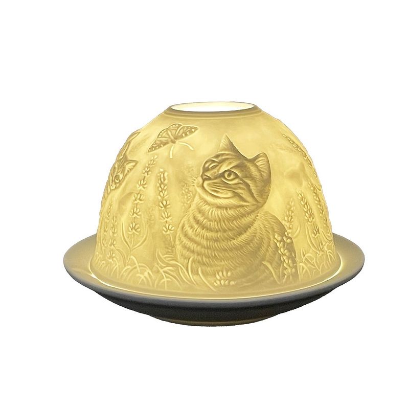 Casa si Gradina - Decoratiuni - Aromaterapie si lumanari - Lumanari si candele - Candela portelan alb Pisica 12x8 cm - Infinity.ro