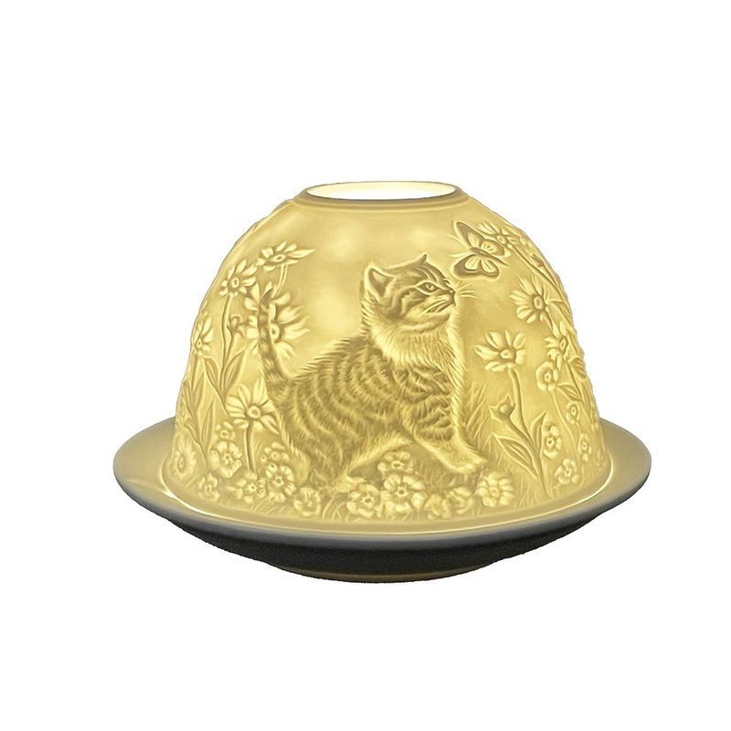 Casa si Gradina - Decoratiuni - Aromaterapie si lumanari - Lumanari si candele - Candela portelan alb Pisicute 12x8 cm - Infinity.ro