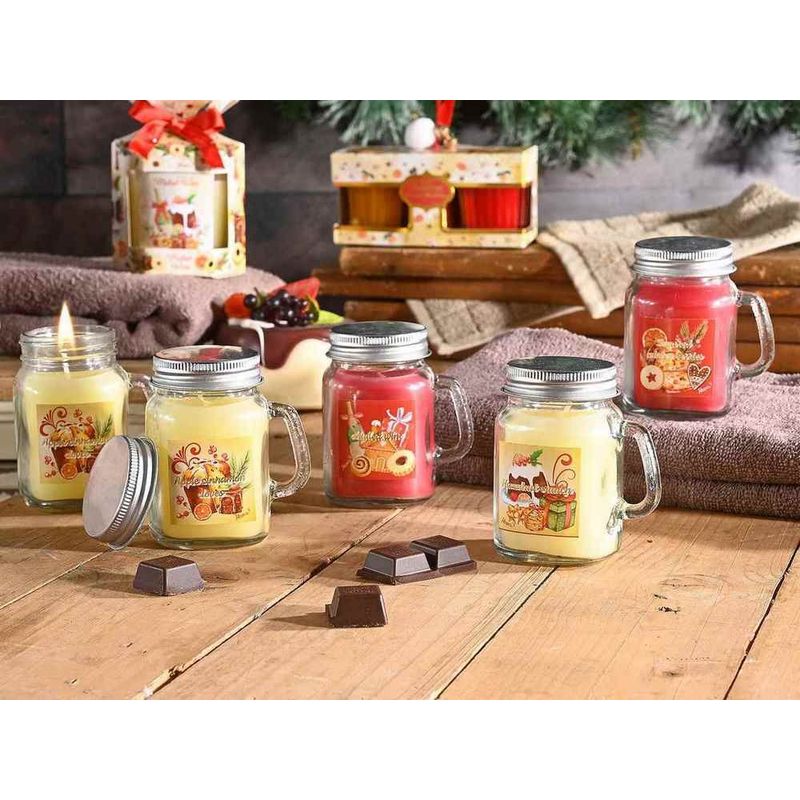 Casa si Gradina - Decoratiuni - Aromaterapie si lumanari - Lumanari si candele - Lumanare parfumata Craciun in borcan sticla aroma Alune si Ciocolata cm 7, 5 x 5, 5 x 8, 5 H - Infinity.ro