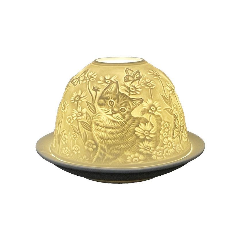 Casa si Gradina - Decoratiuni - Aromaterapie si lumanari - Lumanari si candele - Candela portelan alb Pisicute 12x8 cm - Infinity.ro