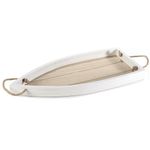 Casa si Gradina - Bucatarie si vesela - Ustensile bucatarie - Tavi servire - Tava decorativa Barcuta lemn alb maro 40 x 18,5 x 3 H - Infinity.ro