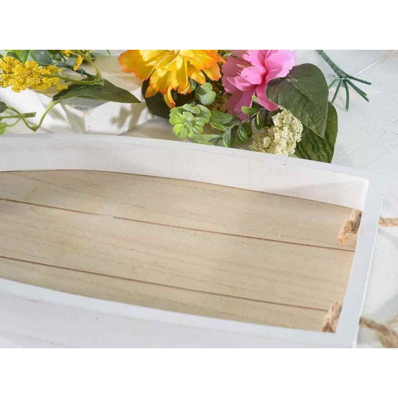 Casa si Gradina - Bucatarie si vesela - Ustensile bucatarie - Tavi servire - Tava decorativa Barcuta lemn alb maro 32 x 15 x 3 H - Infinity.ro