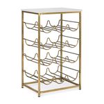 Casa si Gradina - Bucatarie si vesela - Accesorii bar - Suporturi bauturi - Suport sticle vin din fier auriu si blat marmura alba Marmol 39 cm x 29 cm x 65 h - Infinity.ro