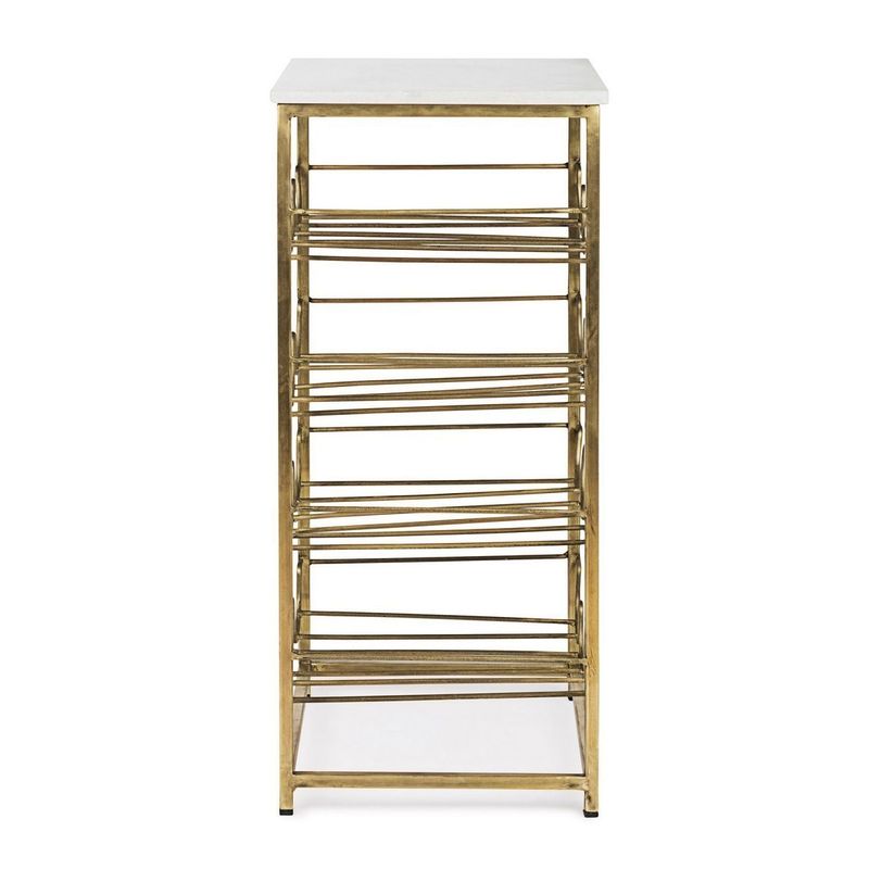 Casa si Gradina - Bucatarie si vesela - Accesorii bar - Suporturi bauturi - Suport sticle vin din fier auriu si blat marmura alba Marmol 39 cm x 29 cm x 65 h - Infinity.ro