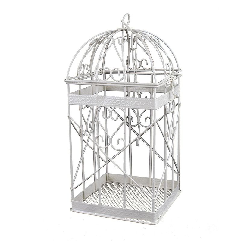 Petshop - Accesorii petshop - Culcusuri si custi - Tarcuri si colivii - Colivie metal crem suspendabila patrata romantic 15x15x30H - Infinity.ro