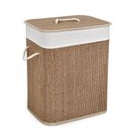 Casa si Gradina - Mobilier - Organizare si depozitare - Cutii depozitare - Cos rufe bambus natur textil bej Zahara 40x30x50h - Infinity.ro