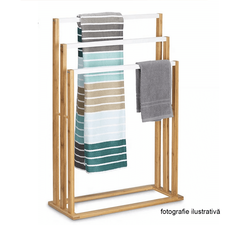 Casa si Gradina - Sanitare - Suporturi si accesorii baie - Suporturi baie - Suport prosoape mdf alb negru Komo 54x24x82 cm - Infinity.ro