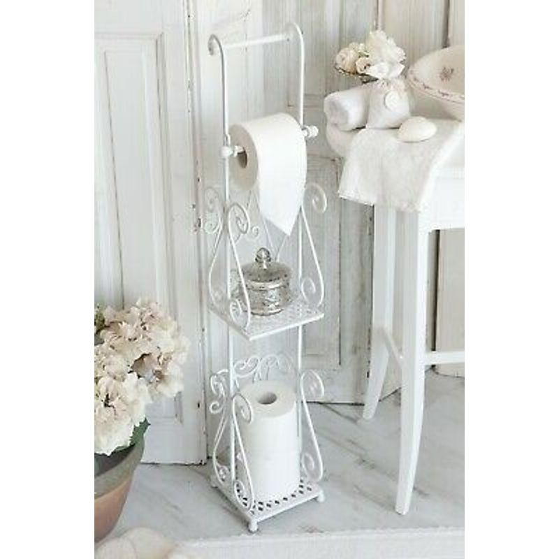 Casa si Gradina - Sanitare - Suporturi si accesorii baie - Suporturi baie - Suport hartie igienica White Metal 17 x 17 x 97 cm, Yankee Land - Infinity.ro