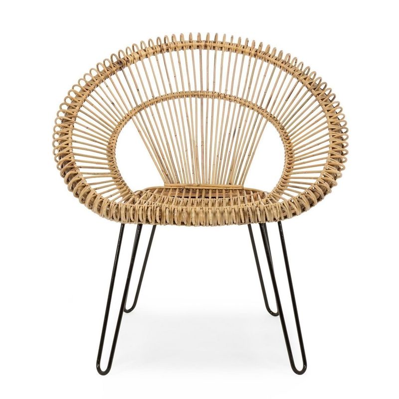 Casa si Gradina - Mobilier - Scaune si fotolii - Fotolii - Fotoliu cu picioare fier negru si rattan natur Esteban 83 cm x 64 cm x 89 h - Infinity.ro