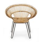 Casa si Gradina - Mobilier - Scaune si fotolii - Fotolii - Fotoliu cu picioare fier negru si rattan natur Esteban 83 cm x 64 cm x 89 h - Infinity.ro