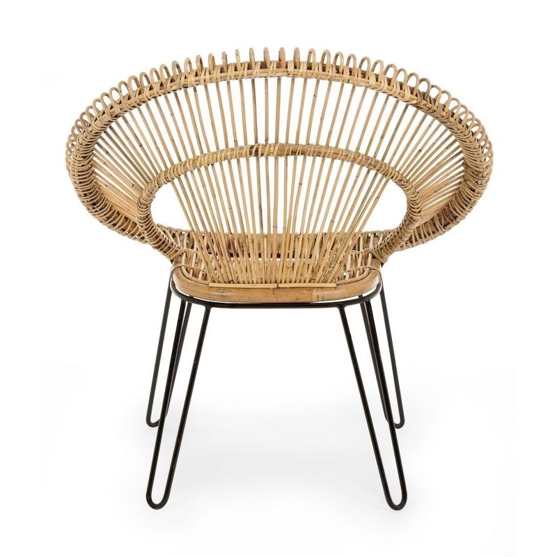 Casa si Gradina - Mobilier - Scaune si fotolii - Fotolii - Fotoliu cu picioare fier negru si rattan natur Esteban 83 cm x 64 cm x 89 h - Infinity.ro