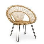 Casa si Gradina - Mobilier - Scaune si fotolii - Fotolii - Fotoliu cu picioare fier negru si rattan natur Esteban 83 cm x 64 cm x 89 h - Infinity.ro