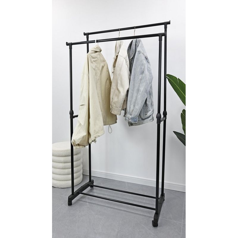 Casa si Gradina - Mobilier - Organizare si depozitare - Umerase si valeti - Suport haine otel negru Roald 80x42x90x160h - Infinity.ro