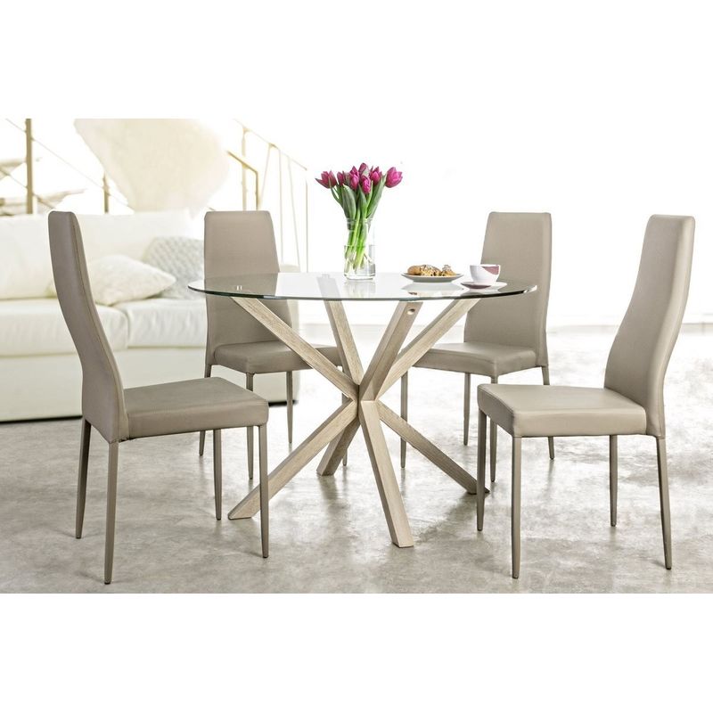 Casa si Gradina - Mobilier - Mese si birouri - Mese living - Masa rotunda cu picioare din fier maro si blat sticla May 114x76 cm - Infinity.ro