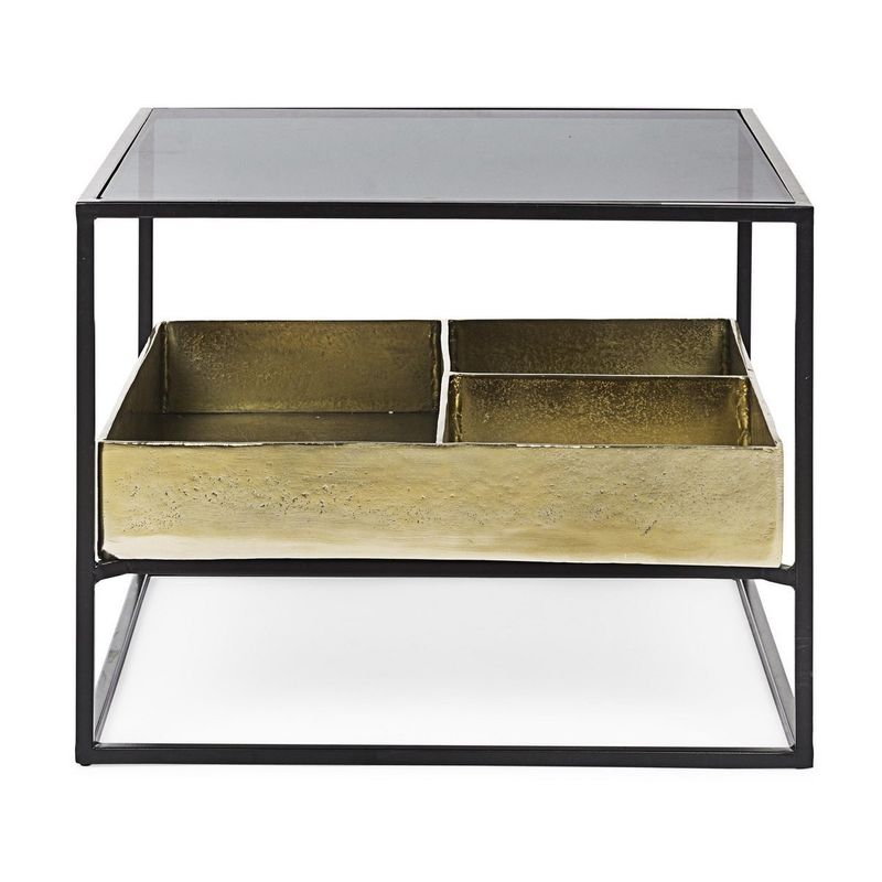 Casa si Gradina - Mobilier - Mese si birouri - Masute de cafea - Masuta de cafea din fier auriu negru cu blat sticla Mavila 62 cm x 62 cm x 50 h - Infinity.ro