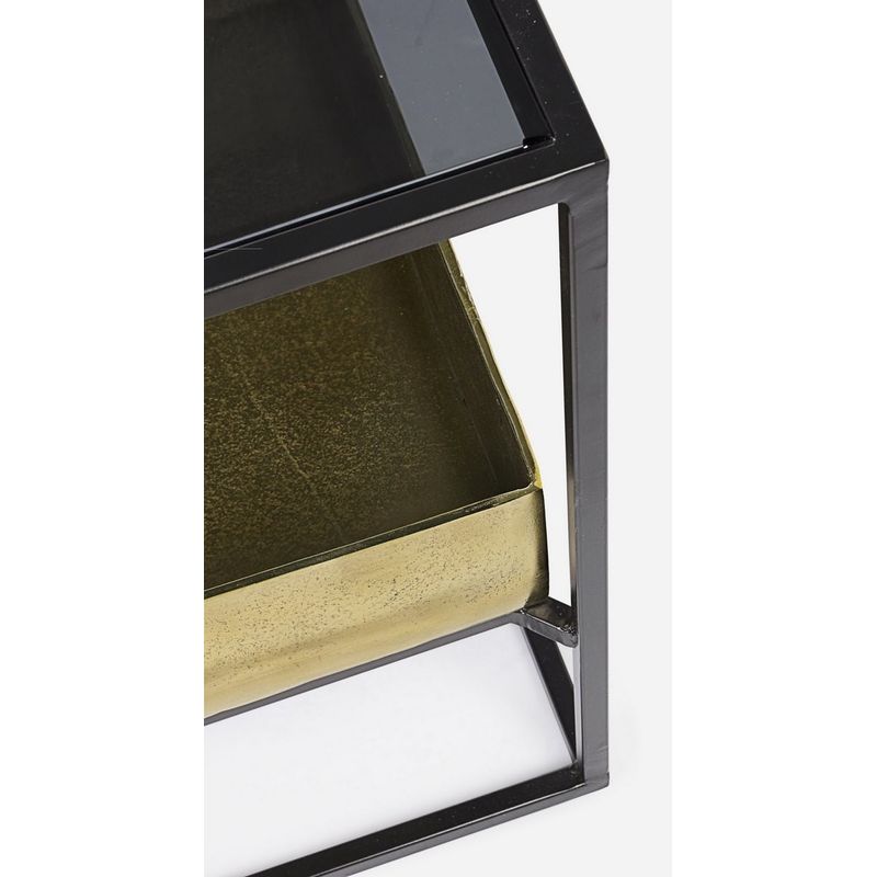Casa si Gradina - Mobilier - Mese si birouri - Masute de cafea - Masuta de cafea din fier auriu negru cu blat sticla Mavila 62 cm x 62 cm x 50 h - Infinity.ro