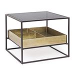 Casa si Gradina - Mobilier - Mese si birouri - Masute de cafea - Masuta de cafea din fier auriu negru cu blat sticla Mavila 62 cm x 62 cm x 50 h - Infinity.ro