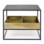 Casa si Gradina - Mobilier - Mese si birouri - Masute de cafea - Masuta de cafea din fier auriu negru cu blat sticla Mavila 62 cm x 62 cm x 50 h - Infinity.ro
