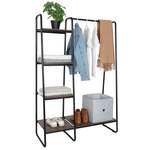 Casa si Gradina - Mobilier - Biblioteci si rafturi - Rafturi - Raft 4 polite mdf nuc si metal negru Robyn 101x40x150 cm - Infinity.ro