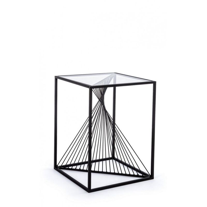 Casa si Gradina - Mobilier - Mese si birouri - Masute de cafea - Masuta de cafea din fier negru cu blat din sticla Espiral 41 cm x 41 cm x 56 h - Infinity.ro