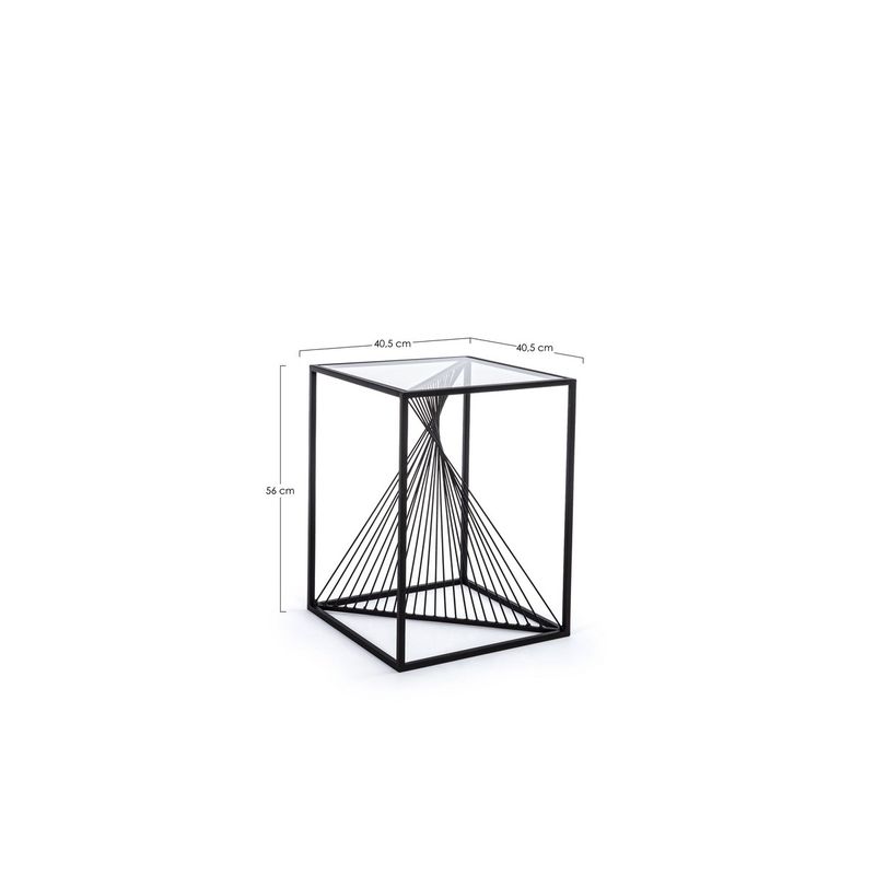 Casa si Gradina - Mobilier - Mese si birouri - Masute de cafea - Masuta de cafea din fier negru cu blat din sticla Espiral 41 cm x 41 cm x 56 h - Infinity.ro