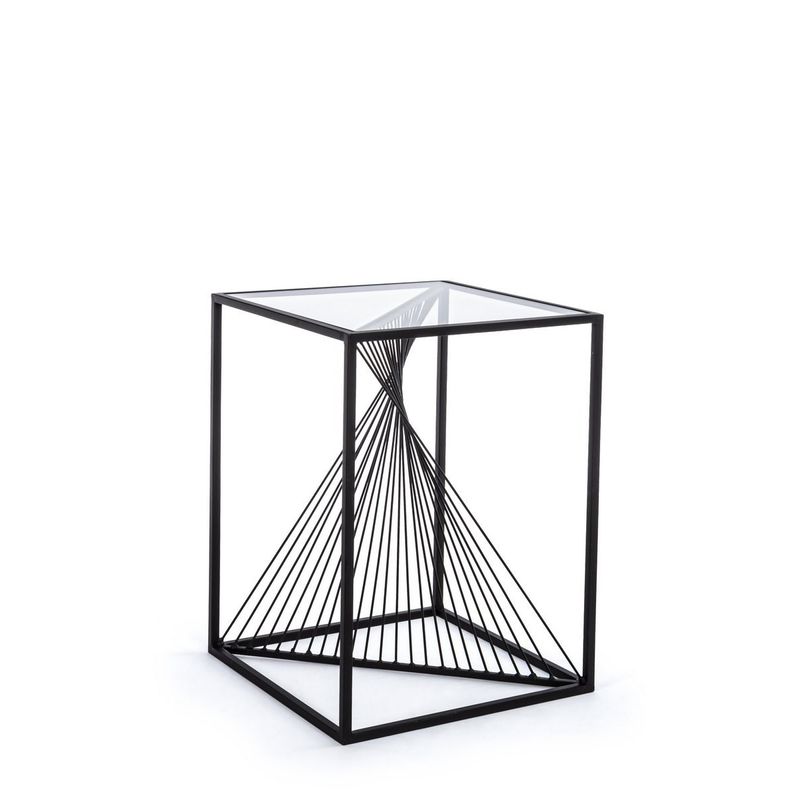 Casa si Gradina - Mobilier - Mese si birouri - Masute de cafea - Masuta de cafea din fier negru cu blat din sticla Espiral 41 cm x 41 cm x 56 h - Infinity.ro