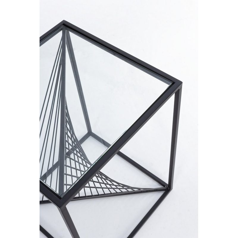 Casa si Gradina - Mobilier - Mese si birouri - Masute de cafea - Masuta de cafea din fier negru cu blat din sticla Espiral 41 cm x 41 cm x 56 h - Infinity.ro