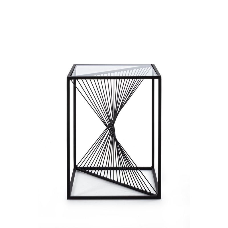Casa si Gradina - Mobilier - Mese si birouri - Masute de cafea - Masuta de cafea din fier negru cu blat din sticla Espiral 41 cm x 41 cm x 56 h - Infinity.ro