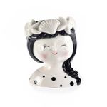 Casa si Gradina - Decoratiuni - Obiecte decorative - Vaze si boluri decorative - Vaza flori portelan alb negru Fetita cm 9,5 x 8,5 x 12 H - Infinity.ro