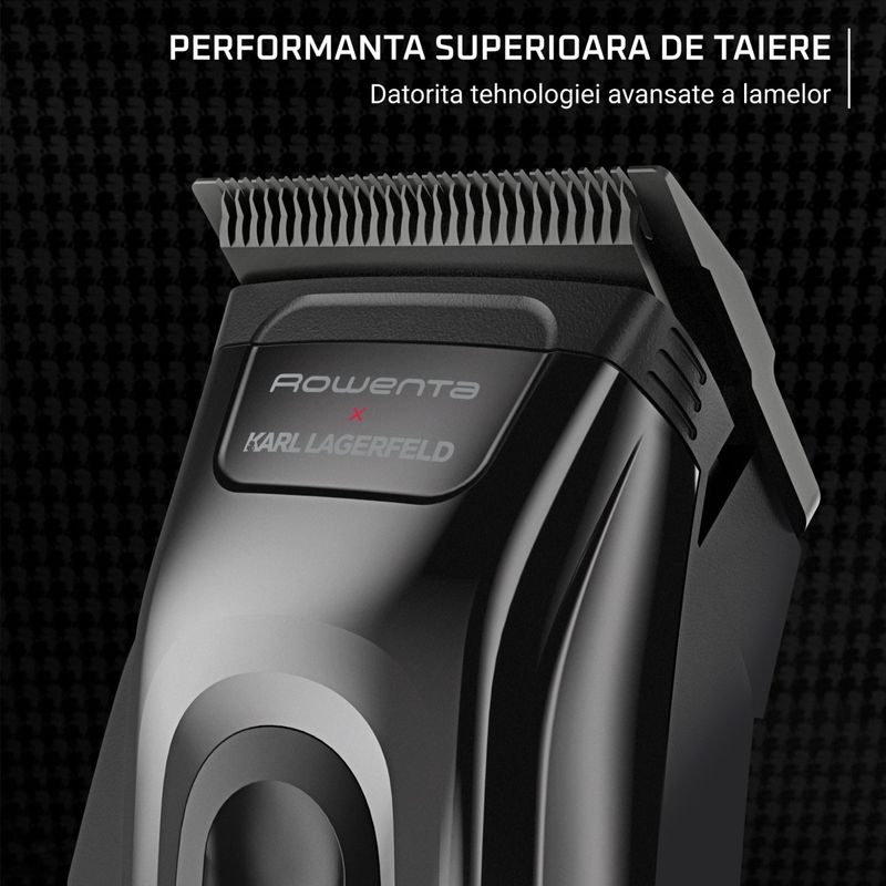 Ingrijire personala si Cosmetice - Aparate si accesorii ingrijire personala - Aparate de ras si tuns - Aparate de tuns - Aparat de tuns Rowenta x Karl Lagerfeld Barber Experience TN155LE0, 6500 rpm, autonomie 150 min, 6 piepteni ficsi, 6 - Infinity.ro