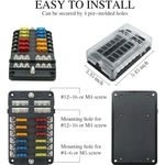 Auto si Moto - Reparatii si depanare - Scule auto - Scule si truse auto - Cutie sigurante auto Techstar, 12 circuite, 12-24V, max. 100A, LED avertizare, 24 sigurante incluse, auto, rulota, barca - Infinity.ro
