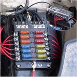 Auto si Moto - Reparatii si depanare - Scule auto - Scule si truse auto - Cutie sigurante auto Techstar, 12 circuite, 12-24V, max. 100A, LED avertizare, 24 sigurante incluse, auto, rulota, barca - Infinity.ro