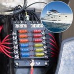 Auto si Moto - Reparatii si depanare - Scule auto - Scule si truse auto - Cutie sigurante auto Techstar, 12 circuite, 12-24V, max. 100A, LED avertizare, 24 sigurante incluse, auto, rulota, barca - Infinity.ro