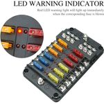 Auto si Moto - Reparatii si depanare - Scule auto - Scule si truse auto - Cutie sigurante auto Techstar, 12 circuite, 12-24V, max. 100A, LED avertizare, 24 sigurante incluse, auto, rulota, barca - Infinity.ro