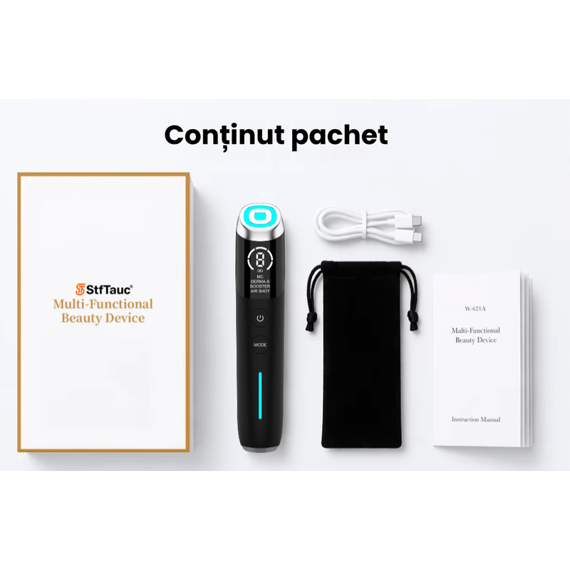Ingrijire personala si Cosmetice - Aparate si accesorii ingrijire personala - Aparate cosmetice - Aparate intretinere si ingrijire corporala - Aparat pentru tratament facial Lumi Booster 4D, si 4 moduri, Microcurenti EMS, Booster, Air Shot, Derma Shot - Infinity.ro