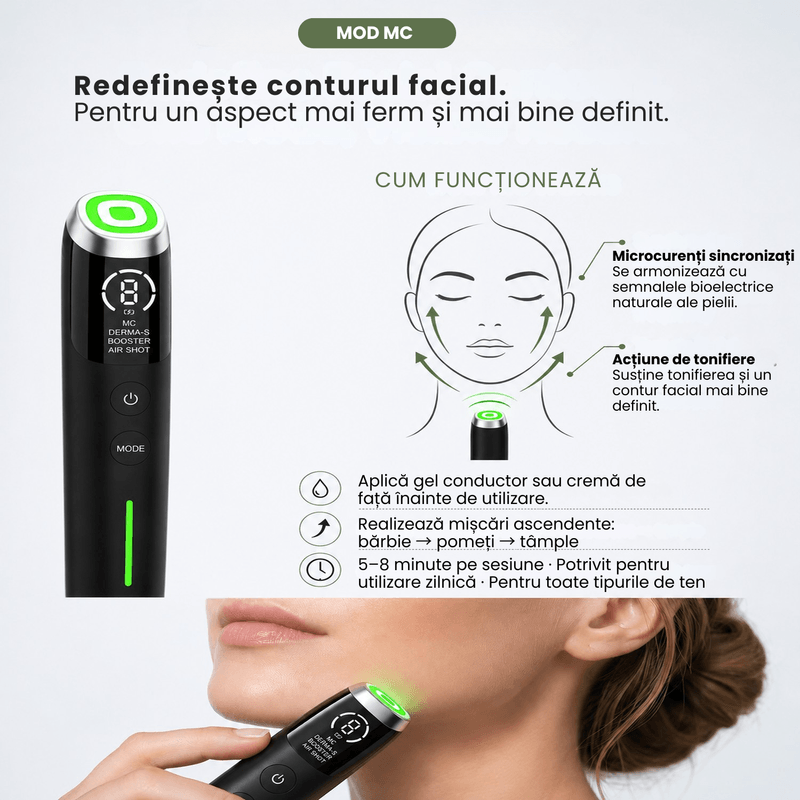 Ingrijire personala si Cosmetice - Aparate si accesorii ingrijire personala - Aparate cosmetice - Aparate intretinere si ingrijire corporala - Aparat pentru tratament facial Lumi Booster 4D, si 4 moduri, Microcurenti EMS, Booster, Air Shot, Derma Shot - Infinity.ro