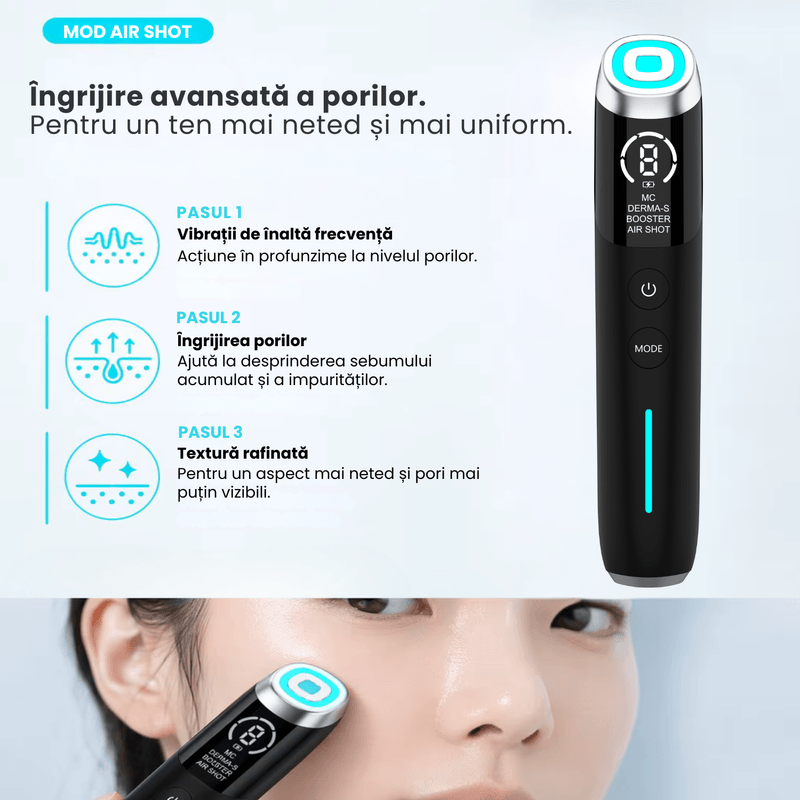 Ingrijire personala si Cosmetice - Aparate si accesorii ingrijire personala - Aparate cosmetice - Aparate intretinere si ingrijire corporala - Aparat pentru tratament facial Lumi Booster 4D, si 4 moduri, Microcurenti EMS, Booster, Air Shot, Derma Shot - Infinity.ro