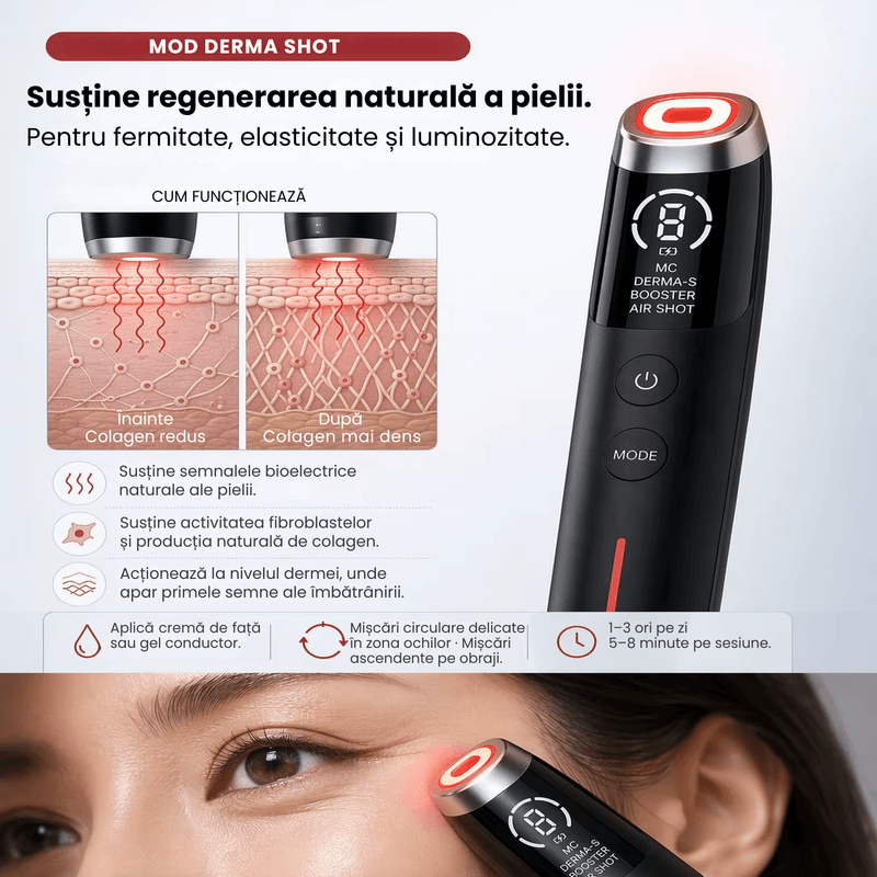 Ingrijire personala si Cosmetice - Aparate si accesorii ingrijire personala - Aparate cosmetice - Aparate intretinere si ingrijire corporala - Aparat pentru tratament facial Lumi Booster 4D, si 4 moduri, Microcurenti EMS, Booster, Air Shot, Derma Shot - Infinity.ro