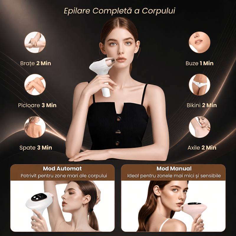 Ingrijire personala si Cosmetice - Aparate si accesorii ingrijire personala - Epilatoare si accesorii - Epilatoare - Epilator IPL , 9 Niveluri ,Moduri HR/SC/RA,Capete Magnetice,Tehnologie de Racire ,999.999 Impulsuri,Epilare Fara Durere - Infinity.ro